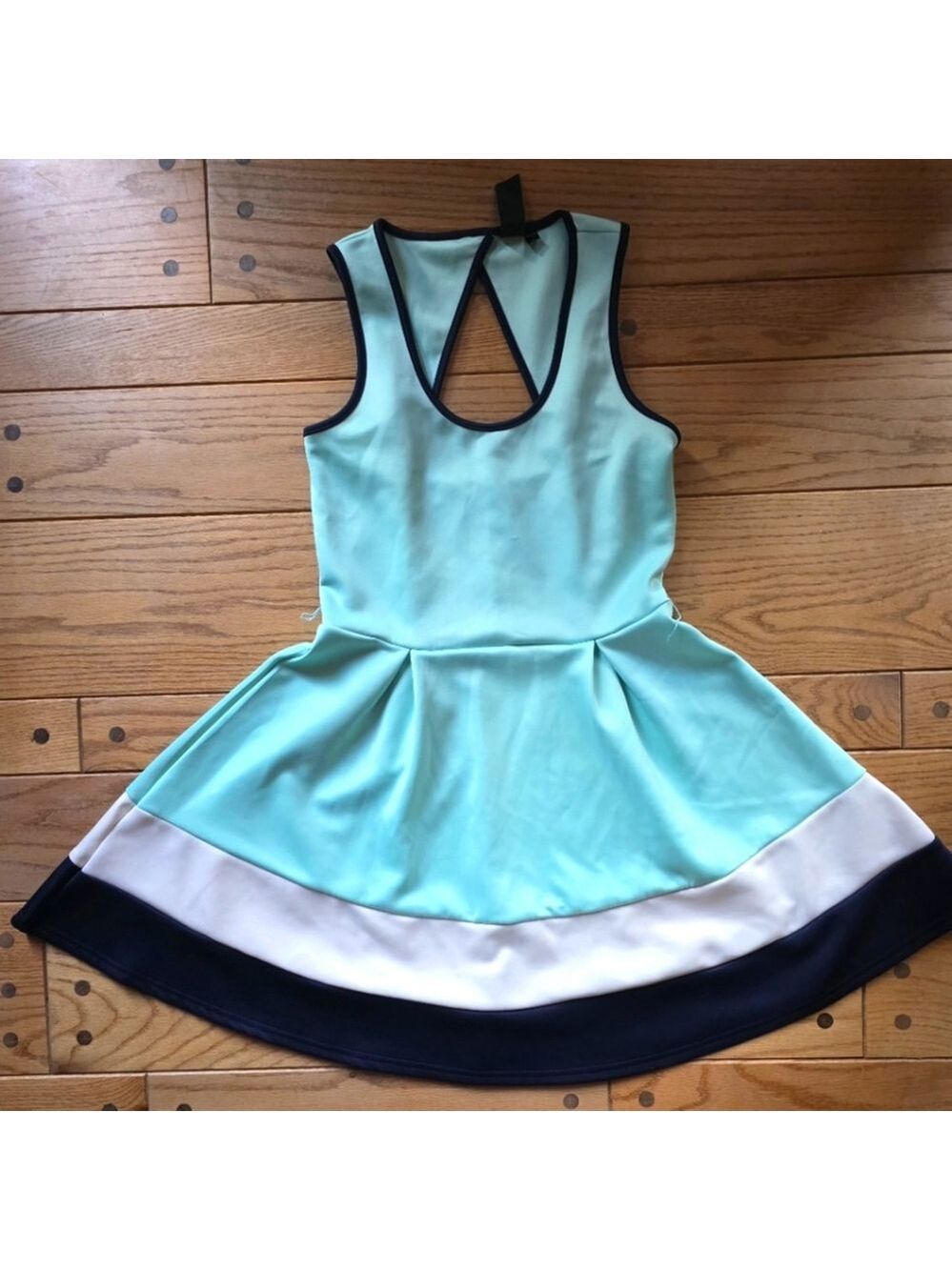 Trixxi Mint Green Dress Navy Blue Trim